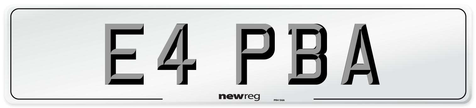 E4 PBA Number Plate from New Reg